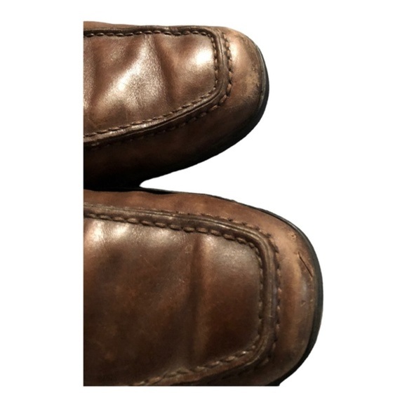 Tod’s men’s distressed look brown leather slip on leather loafers size 11.5 - Picture 5 of 14